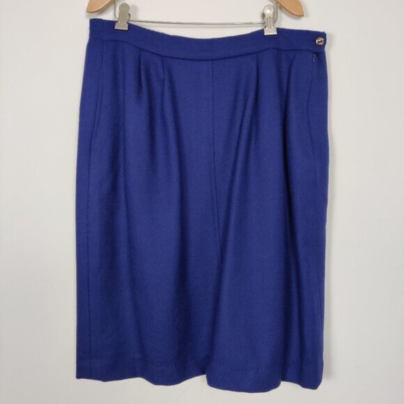 Avoca Handweavers Womens Mini Skirt Size L Blue Wool Lined Elegant - Picture 1 of 5